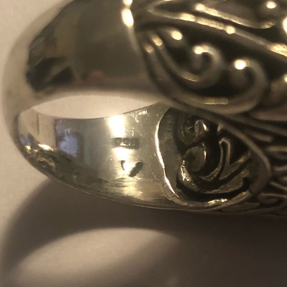 VTG Huge Sterling Silver Floral Filigree Style Heavy Ring Sz 7.25 / 17.5g - Picture 8 of 11